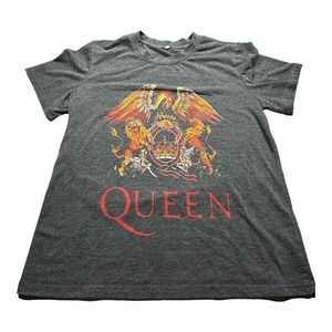 Queen Adult Logo T-shirt Size Medium Heather Gray Freddy Mercury Men's
